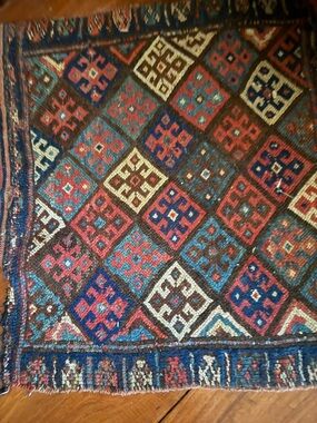 Handwoven Vintage Geometric Pattern prayer Mat - Red & Blue